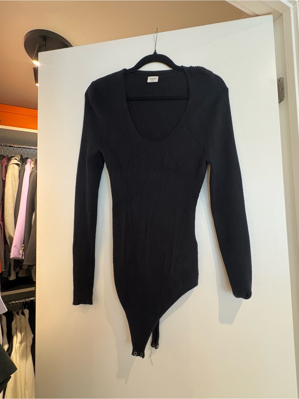 Abercrombie & Fitch Black Ribbed Bodysuit Top